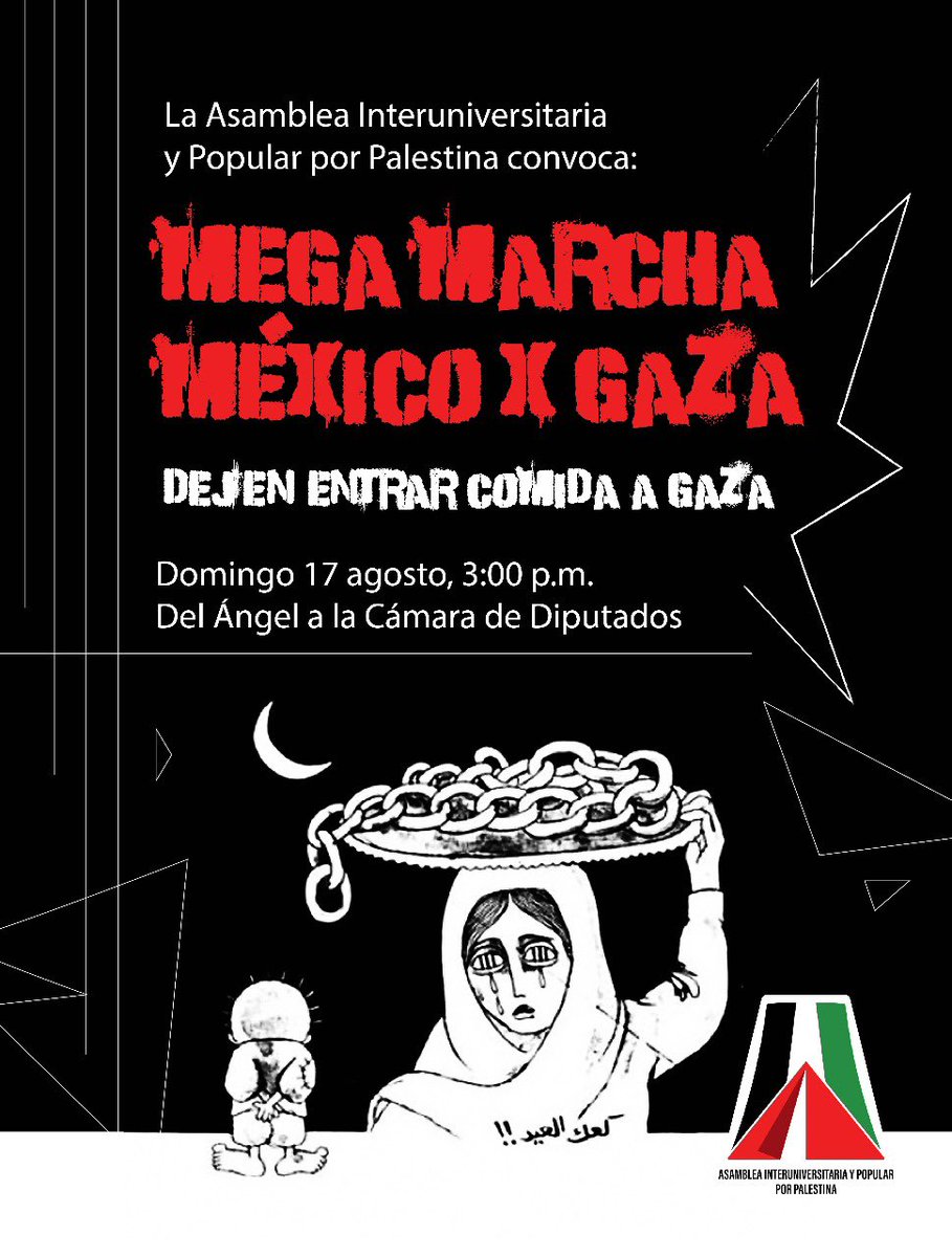 Únete al contingente en la próxima Mega Marcha por Gaza 

De manera planificada, estxs ases*nxs están utilizando el HAMBRE como vía para acelerar el genoc*d*o.