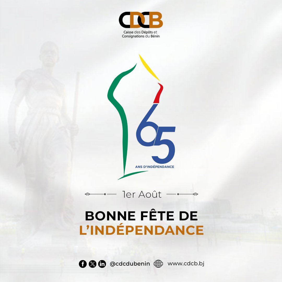 Fière de contribuer au développement économique et social du Bénin, la <a href="/cdcdubenin/">Caisse des Dépôts et Consignations du Bénin</a>  souhaite à tout le peuple béninois une bonne fête de l'indépendance.

#1erAoût
#IndependanceBénin