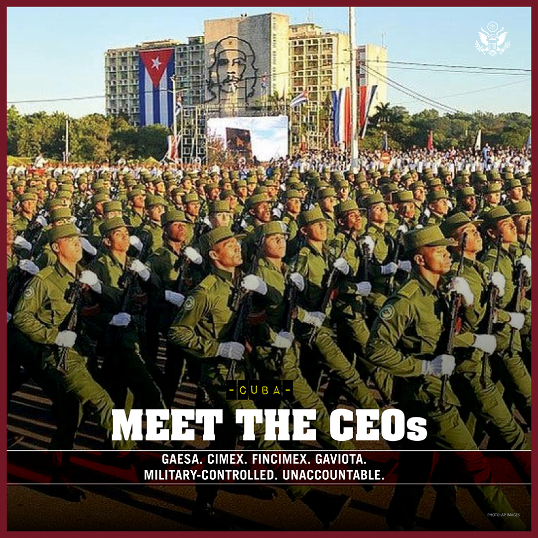 Cuba’s economy is controlled by military-run companies like GAESA, CIMEX, and FINCIMEX—powerful arms of a regime profiting from repression and rigged trade. These aren’t businesses—they’re tools of authoritarian power.