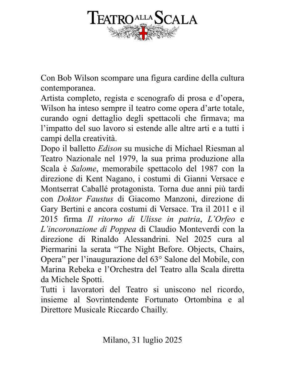 #BobWilson grazie per ciò che hai creato