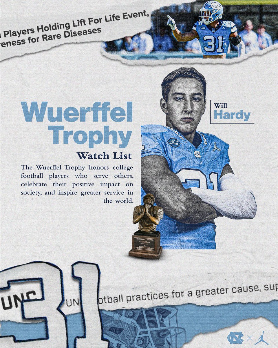 Carolina Football (@uncfootball) on Twitter photo Congratulations to <a href="/willhardy_5/">Will Hardy</a> for being named to the <a href="/WuerffelTrophy/">Allstate Wuerffel Trophy</a> Watch List!
🔗: goheels.com/news/2025/7/31… Congratulations to <a href="/willhardy_5/">Will Hardy</a> for being named to the <a href="/WuerffelTrophy/">Allstate Wuerffel Trophy</a> Watch List!
🔗: goheels.com/news/2025/7/31…
