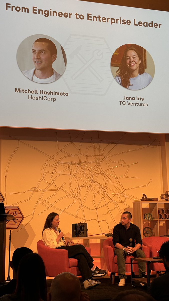 vmelnikova_en's tweet photo. The legend @mitchellh joined by @janaboruta employee #10 of @HashiCorp 😍

#devguild by @heavybit https://t.co/OtAznThU9I