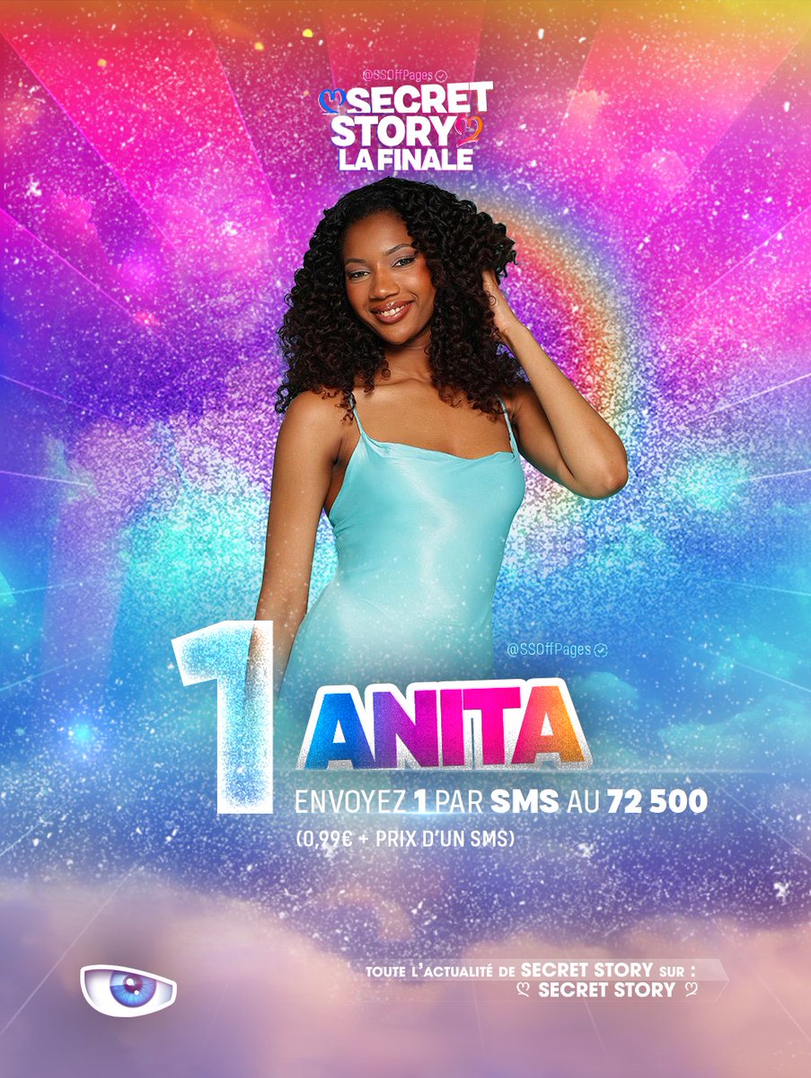 SSOffPages's tweet image. C’est à vous de voter pour soutenir #Anita ! 👁️⁣⁣

👉 Pour Anita, envoyez 1️⃣

Envoyer le 1 par SMS au 72 500 (0,99 € + Prix d’un SMS)
𝗠𝗼𝗱𝗮𝗹𝗶𝘁𝗲́𝘀 𝗲𝘁 𝘁𝗲𝗿𝗿𝗶𝘁𝗼𝗶𝗿𝗲𝘀 𝗱𝘂 𝘃𝗼𝘁𝗲 𝘀𝘂𝗿 𝗧𝗙𝟭+

#SecretStory #SecretStoryLeLive #SS13