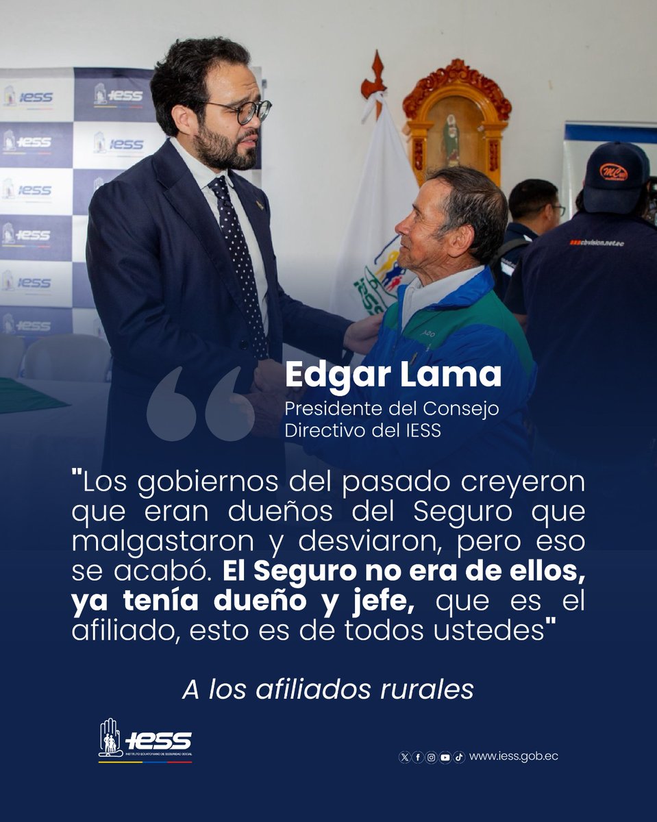IESS (@iessec) on Twitter photo #IESSenTerritorio 📍| ¡Afiliados rurales, una prioridad🤝🏻!
"Ratificamos nuestro compromiso de trabajo en favor de los afiliados del <a href="/IESS_SSC/">Seguro Social Campesino del IESS.</a> que por años fueron olvidados", afirmó Edgar Lama, presidente del Consejo Directivo del <a href="/IESSec/">IESS</a>, en Paute, provincia del #Azuay. #IESSenTerritorio 📍| ¡Afiliados rurales, una prioridad🤝🏻!
"Ratificamos nuestro compromiso de trabajo en favor de los afiliados del <a href="/IESS_SSC/">Seguro Social Campesino del IESS.</a> que por años fueron olvidados", afirmó Edgar Lama, presidente del Consejo Directivo del <a href="/IESSec/">IESS</a>, en Paute, provincia del #Azuay.