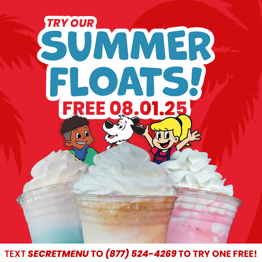 Big Boy’s Secret Menu Club is serving summer floats all month long—Zack’s Blue Lagoon, Dolly’s Pink Dream, and Nuggets Caramel Cream!

Want one FREE? Stop by a participating location this Friday, 08/01, and text SECRETMENU to 877-524-4269 to unlock it.

For details and locations,