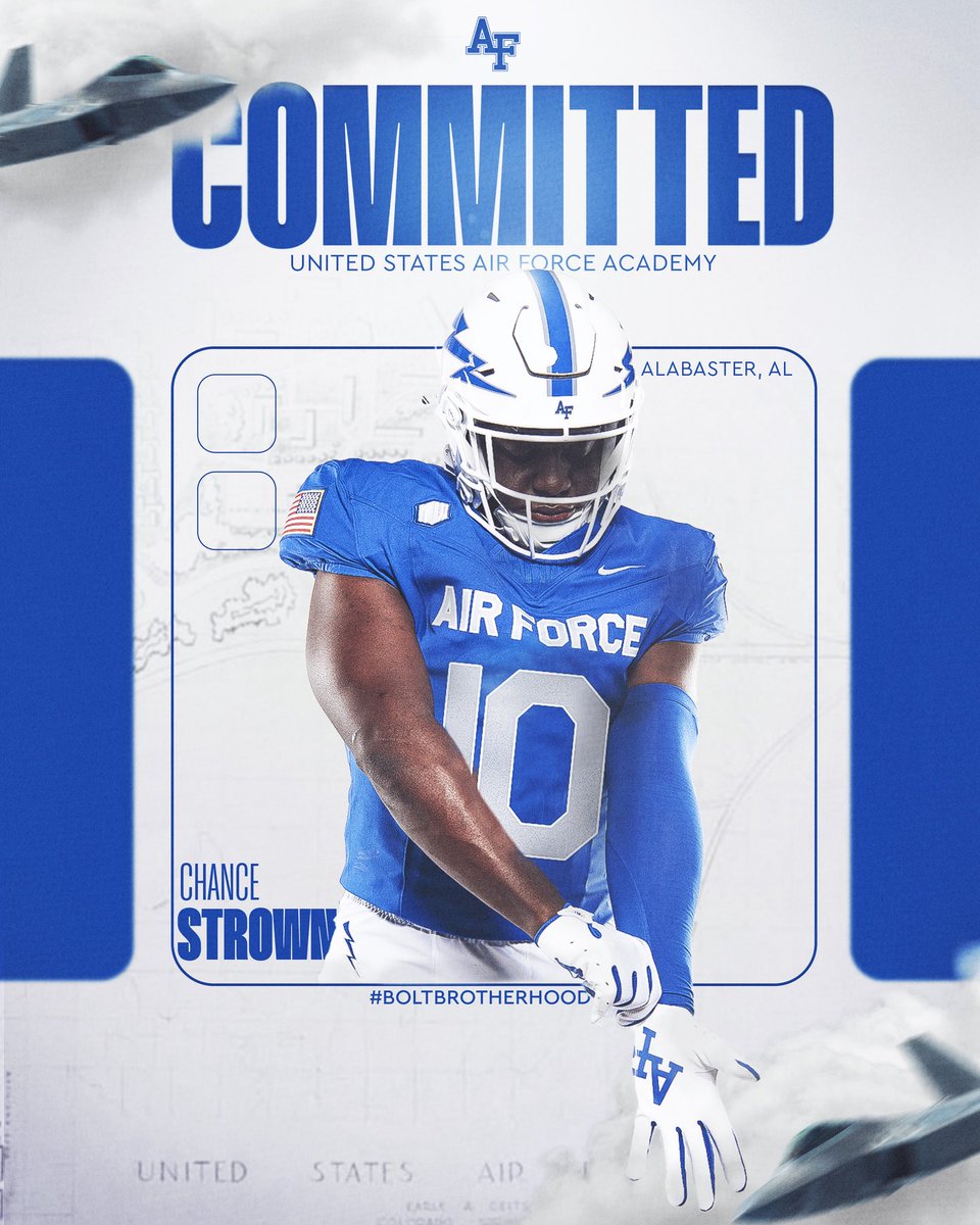 Chance Strown (@chancestrown15) on Twitter photo Extremely blessed to announce my commitment to Air Force Academy
<a href="/coachmarkf/">Mark Freeman</a> <a href="/JHaglerDBZ/">Coach Hagler</a> <a href="/Coachdefoor2015/">Coach D-4</a> <a href="/AF_Football/">Air Force Football</a> Extremely blessed to announce my commitment to Air Force Academy
<a href="/coachmarkf/">Mark Freeman</a> <a href="/JHaglerDBZ/">Coach Hagler</a> <a href="/Coachdefoor2015/">Coach D-4</a> <a href="/AF_Football/">Air Force Football</a>