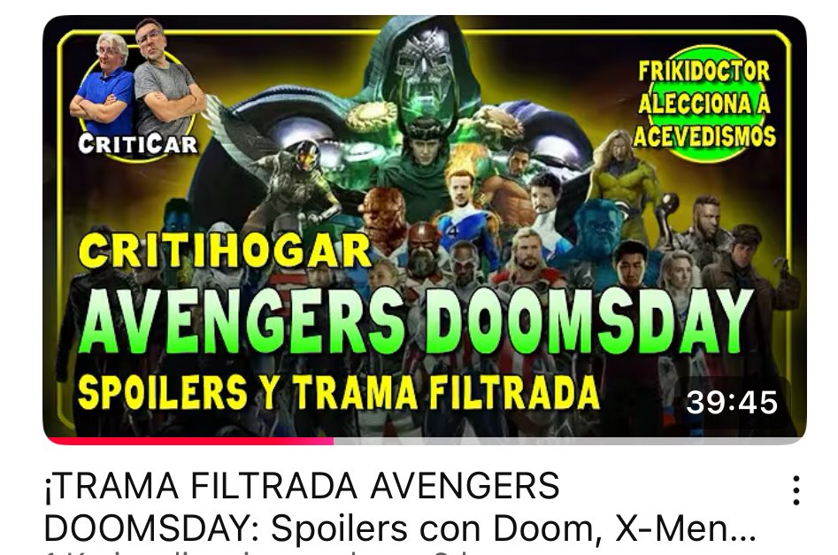 Jose Señarís Romay (@frikidoctor) on Twitter photo Nuevo #Criticar con <a href="/Acevedismos/">Fernando Acevedo</a>: La trama filtrada de #AvengersDoomsday: youtu.be/3tk5Wyyz3UQ?si… Nuevo #Criticar con <a href="/Acevedismos/">Fernando Acevedo</a>: La trama filtrada de #AvengersDoomsday: youtu.be/3tk5Wyyz3UQ?si…