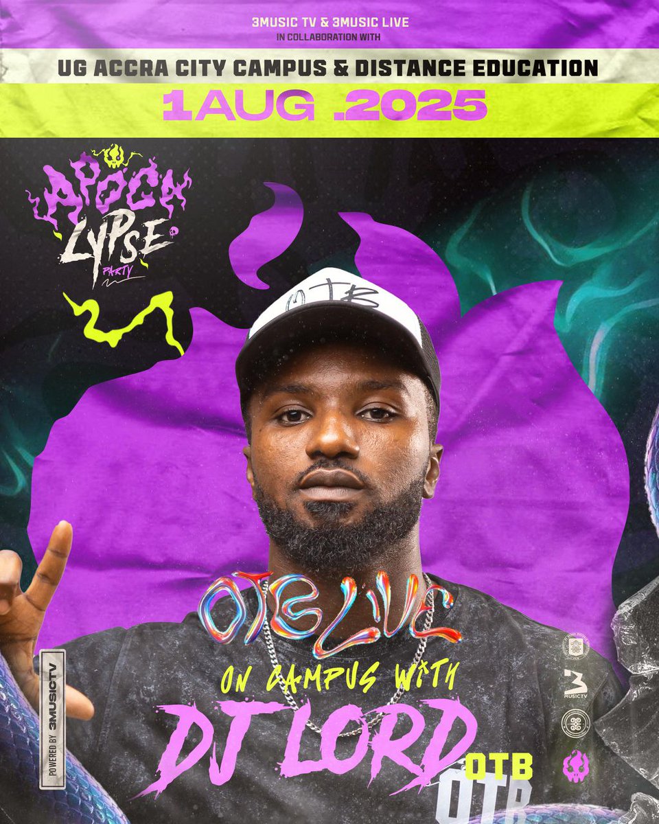 LSRC_UGACC's tweet photo. 🔥Apocalypse mode ACTIVATED
Campus has never looked cooler, and DJ Lord is bringing the beats to melt your face off 💿 We’re throwing the kind of party that’ll make history books jealous, neon vibes, wild crowd, and energy that could start its own civilization 🎶����🏾
Don't miss it https://t.co/xEOa8MP5N9