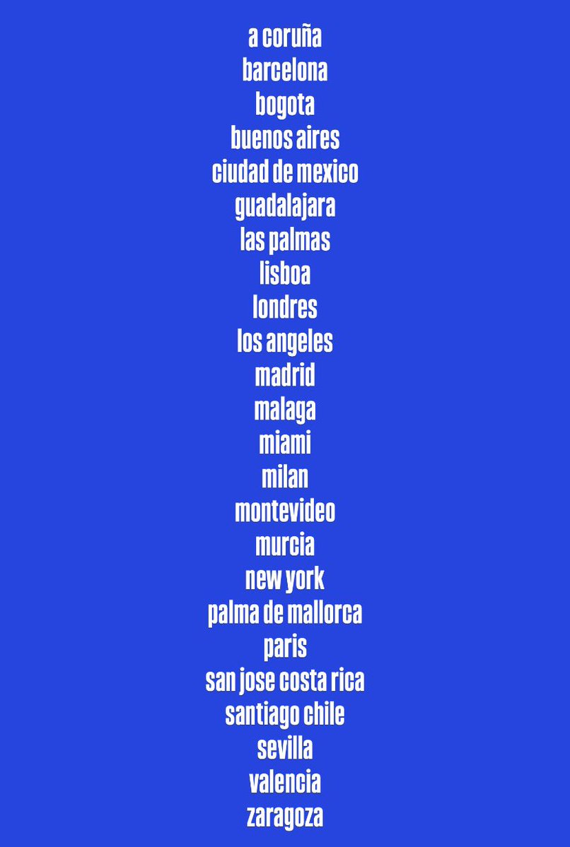 Las cuidades que visitará <a href="/Aitanax/">AITANA</a> en el #CUARTOAZUL Word Tour 2026:

#MetamorfosisSeasonMAD  ñ