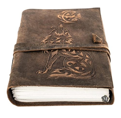 I just received MONTEXOO Wolf Leather Journal Sketch book For Men Women - 200 pages Notebook Diary Dnd Travel Bullet Old Antique Large Vintage Bound Writing Gift 5 x 7 inch Dark Brown - WOLF from PaintyPup via Throne. Thank you! throne.com/wikiwolff #Wishlist #Throne