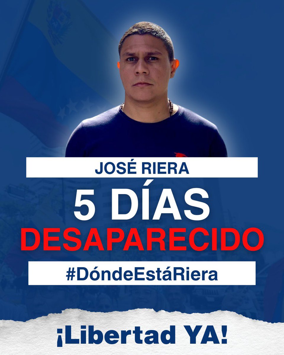 🚨 DENUNCIA URGENTE: JOSÉ RIERA CUMPLE CINCO DÍAS EN DESAPARICIÓN FORZADA

Hoy se cumplen cinco días desde que nuestro dirigente nacional José Riera fue víctima de una detención arbitaria, momento desde el cual se encuentra en una desaparición forzada a manos del Estado
