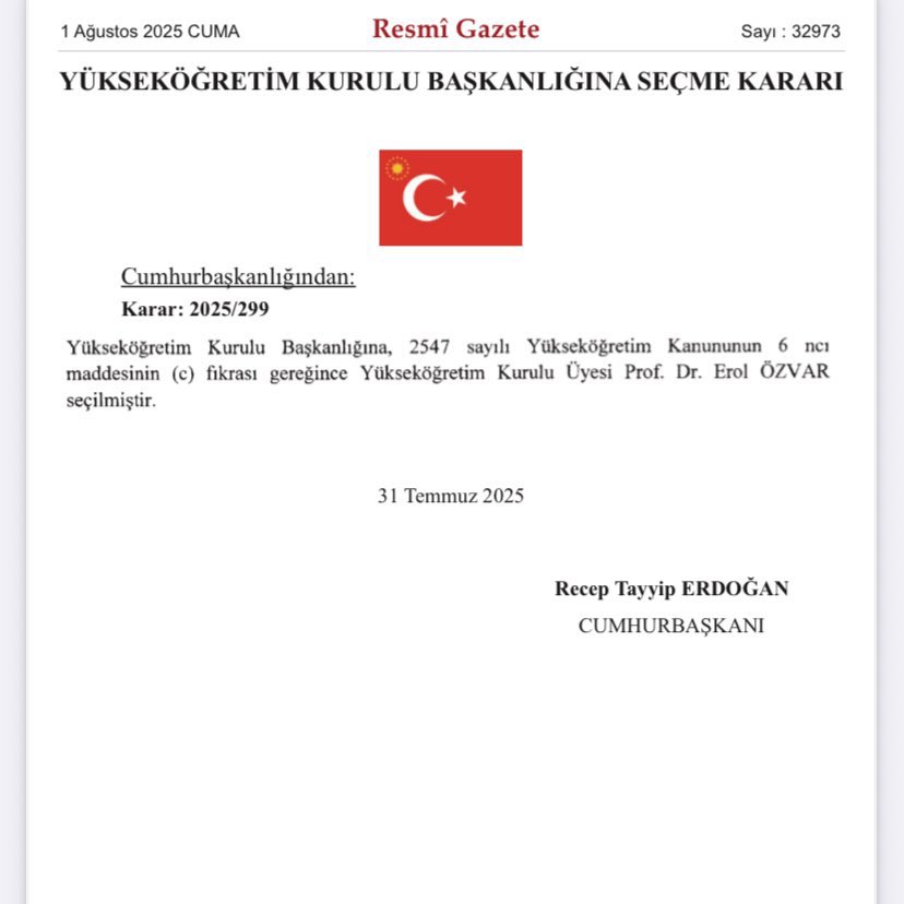 Ali Cengiz Köseoğlu (@acengizkoseoglu) on Twitter photo Sayın Cumhurbaşkanımızın tensipleriyle, Prof.Dr. Erol Özvar yeniden YÖK Başkanı olarak atandı.
Sayın hocamızı tebrik ediyor, yeni döneminde de hayırlı hizmetler yapmasını dilerim.
<a href="/erolozvar/">Erol Özvar</a> <a href="/YuksekogretimK/">Yükseköğretim Kurulu</a> Sayın Cumhurbaşkanımızın tensipleriyle, Prof.Dr. Erol Özvar yeniden YÖK Başkanı olarak atandı.
Sayın hocamızı tebrik ediyor, yeni döneminde de hayırlı hizmetler yapmasını dilerim.
<a href="/erolozvar/">Erol Özvar</a> <a href="/YuksekogretimK/">Yükseköğretim Kurulu</a>