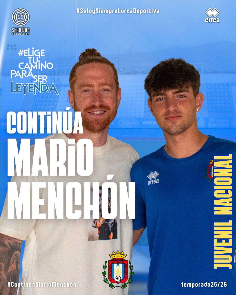 📣 CONTINÚA
⚽ JUVENIL NACIONAL

Mario Menchón sigue en nuestro club para debutar en Liga Nacional. Vamos Mario‼️

#ContinúaMario
#EligeTuCaminoParaSerLeyenda 
#SoloySiempreLorcaDeportiva