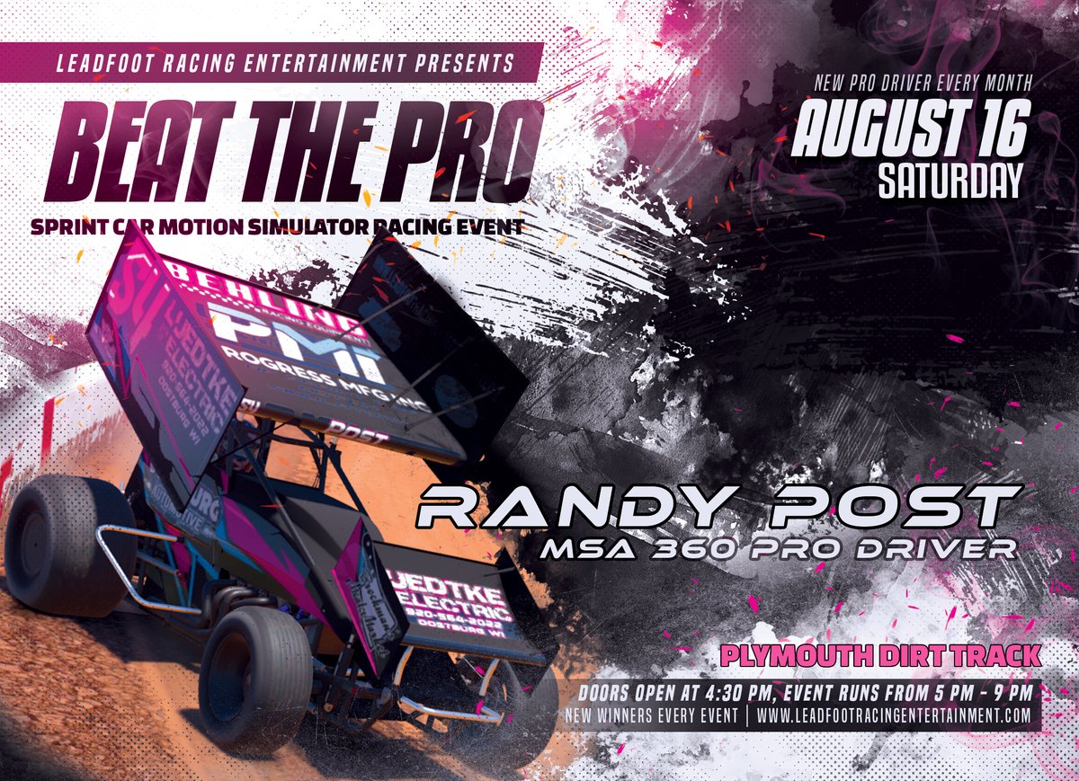 LaViolette_45J's tweet image. Join us for the Unforgettable Driving Experience and "Beat the Pro" event on August 16, 2025, in Plymouth! Race in our Sprint Car Motion Simulators and connect with your favorite drivers. Check the details: wix.to/nqUmgWB #DrivingExperience #BeatThePro #PlymouthWI