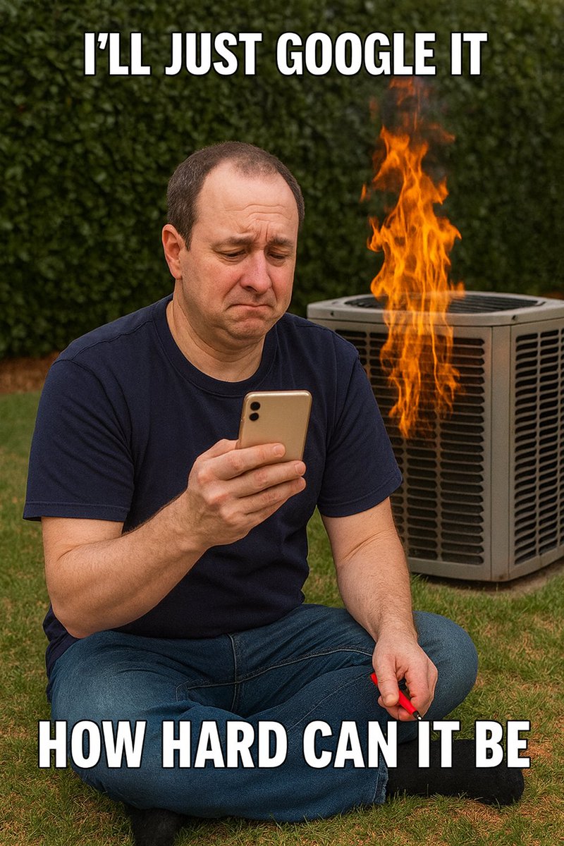 BlueRidgeHVAC's tweet image. …60 minutes later: 36 open tabs, still sweating.
Let’s save you the spiral. Call BlueRidge.
#HVACHelp #DIYProblems #HomeownerLife #SummerStruggles