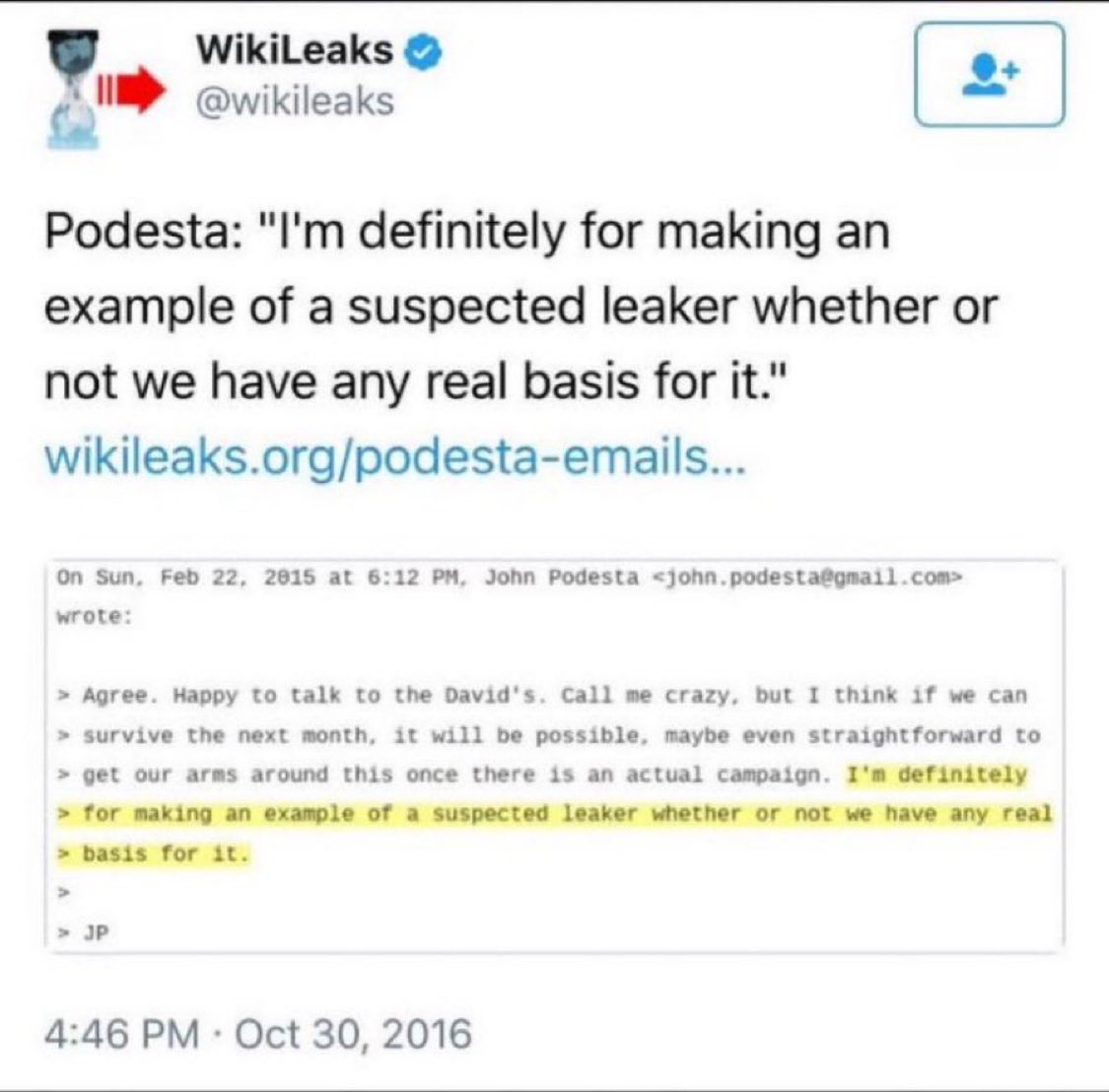 Confirmed…

0 evidence Russia hacked the DNC server.

NONE.

However there is evidence someone uploaded the DNC server info locally and gave it to Wikileaks.

There’s also evidence Seth Rich was killed after Podesta emailed about “making an example of a suspected leaker.”

Evil.