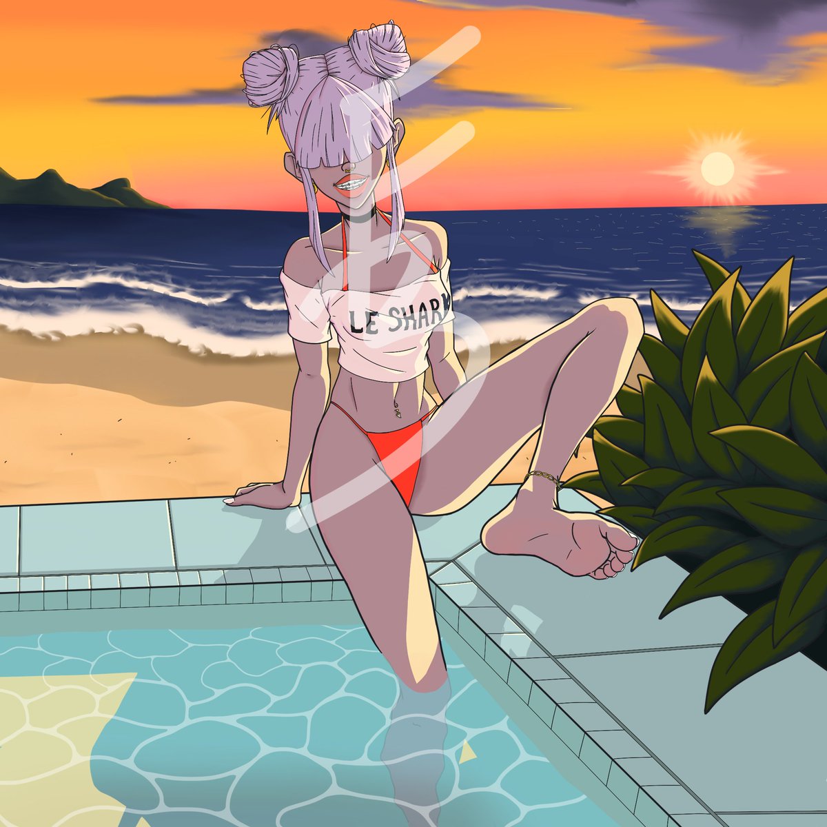 Sharkie in her 'Beach Babe' attire with a scenic view of the beach and ocean
.
Make sure to Like, Comment, and Share; it really means a lot! 🌟
.
Side note, this is probably the first full-color background I've done in years. Despite how time-consuming it was for me, I may do