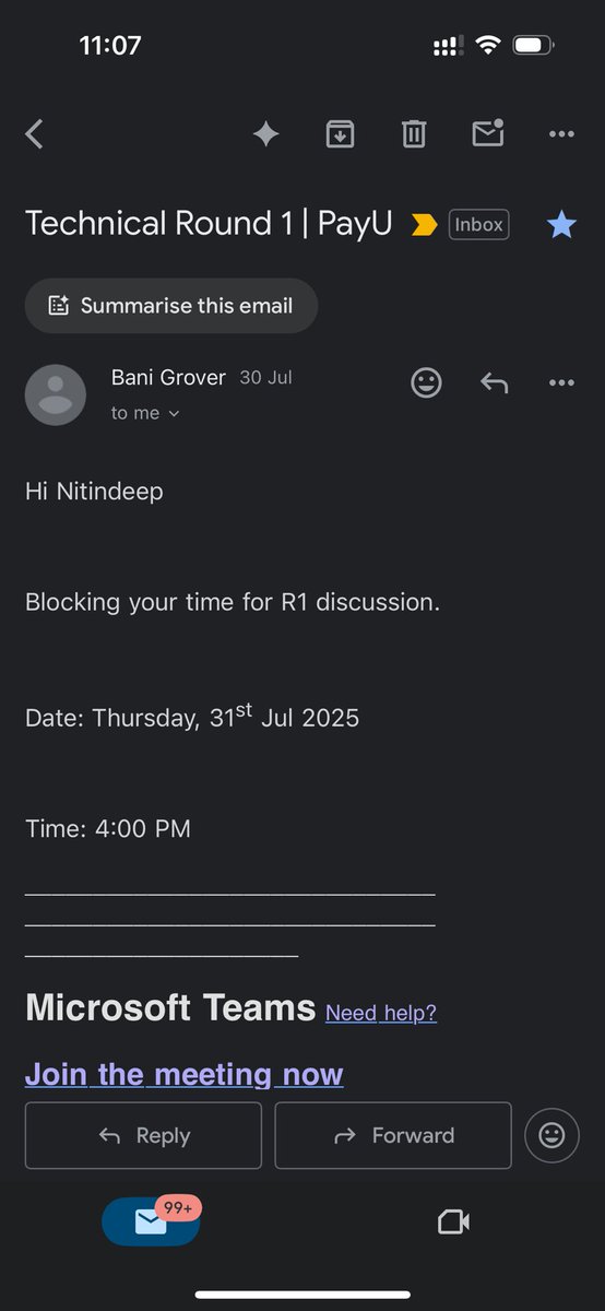 Today was Round 1 of my PayU interview!
It was a DSA-focused round and overall went quite decent. Learned a lot and enjoyed solving the problems. Hoping for the best! 🚀

#100DaysOfCode #InterviewExperience #DSA