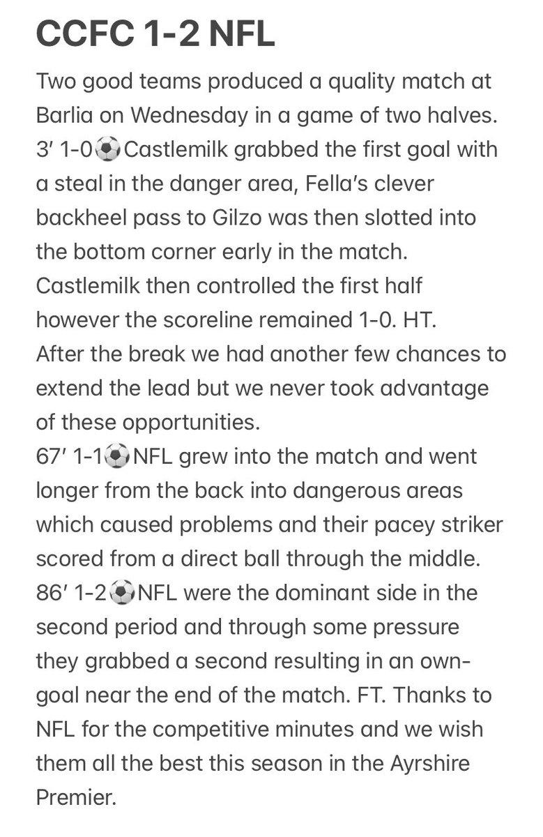 CCFC 1-2 NFL
⚽️<a href="/andygilzo94/">Andy Gilzo</a> 
🎯<a href="/_ebaG/">Gabe</a> 

<a href="/NewFarmLochAFC/">New Farm Loch AFC</a>