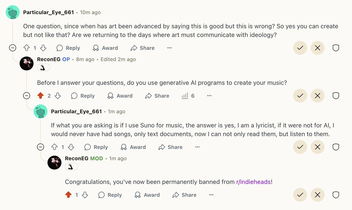 barely an hour later and we already have our first user banned for breaking this rule!