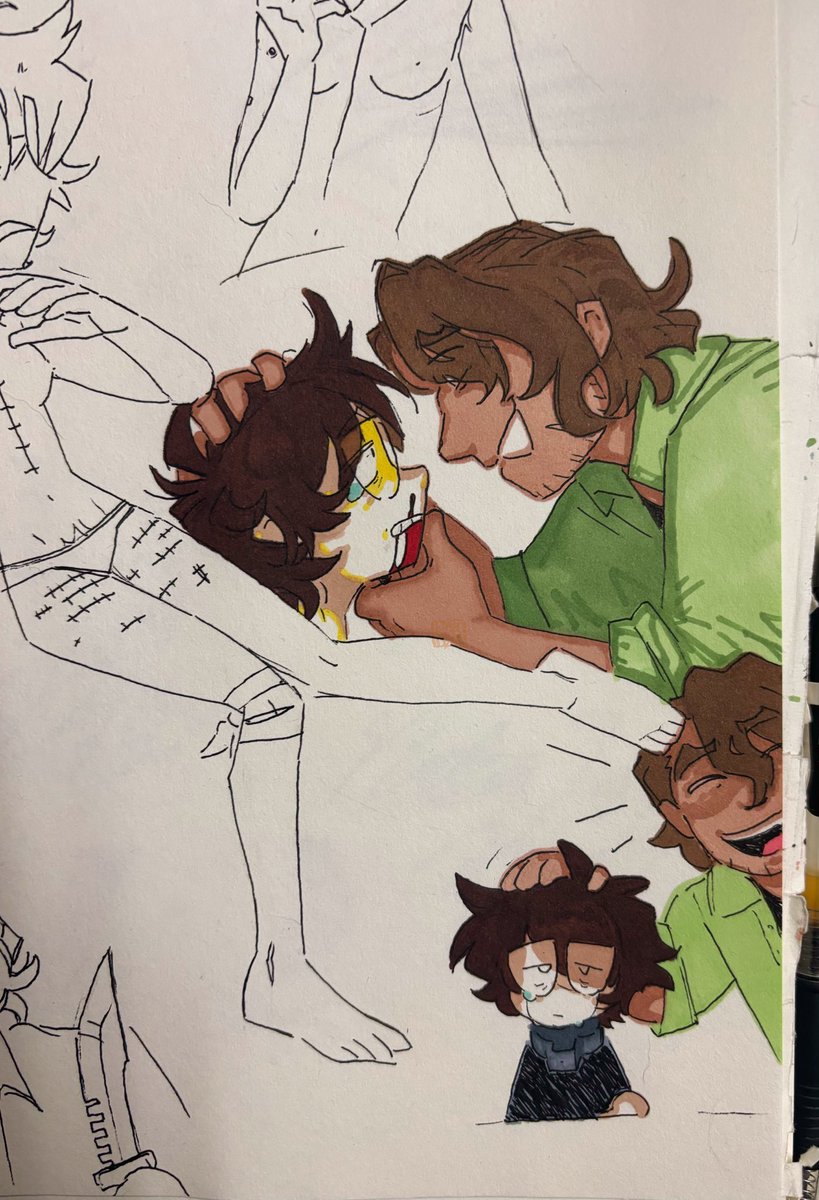 PeggingPixel's tweet photo. Also… even disregarding nostalgia it’s a very fun visual novel catering to very taboo interests I have and I like it. and I wanted to draw myself. Getting fucked up by strade ghgh- here’s some other extra stuff! the full sketch page and alt vers of the last pic https://t.co/ROlCf4xg1V