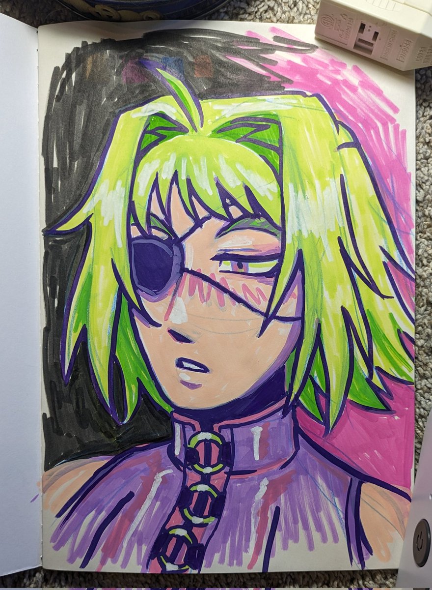 this was a test to see if this sketchbook can hold up acrylic markers. percy aura-farming as usual