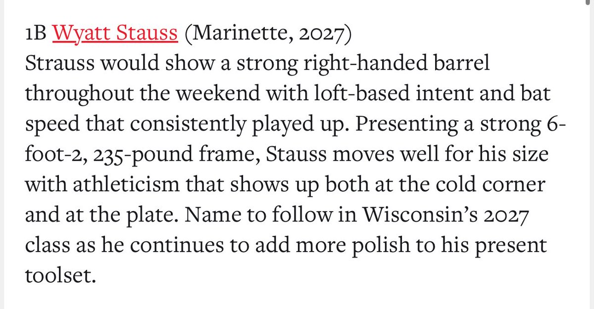 Thank you for the write up! <a href="/PrepBaseballWI/">Prep Baseball Wisconsin</a>