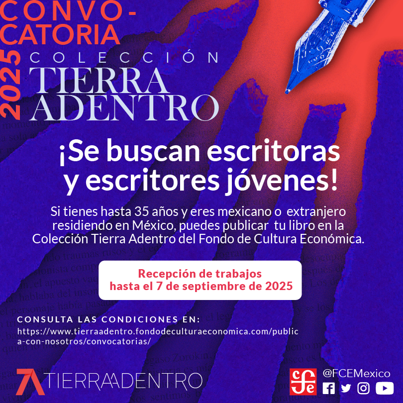 Tierra Adentro (@tierraadentro) on Twitter photo 📢👨💻 ¿Tienes un manuscrito listo para ver la luz? ¡Esta es tu oportunidad de formar parte de la Colección Tierra Adentro! ✨📬Consulta las bases, envía tu propuesta y comparte con tus amigos escritores👥 ¡Queremos leerte!👀 <a href="/FCEMexico/">Fondo de Cultura Económica</a> #Convocatoria Bases➡️ wp.me/P6wK46-5hS 📢👨💻 ¿Tienes un manuscrito listo para ver la luz? ¡Esta es tu oportunidad de formar parte de la Colección Tierra Adentro! ✨📬Consulta las bases, envía tu propuesta y comparte con tus amigos escritores👥 ¡Queremos leerte!👀 <a href="/FCEMexico/">Fondo de Cultura Económica</a> #Convocatoria Bases➡️ wp.me/P6wK46-5hS