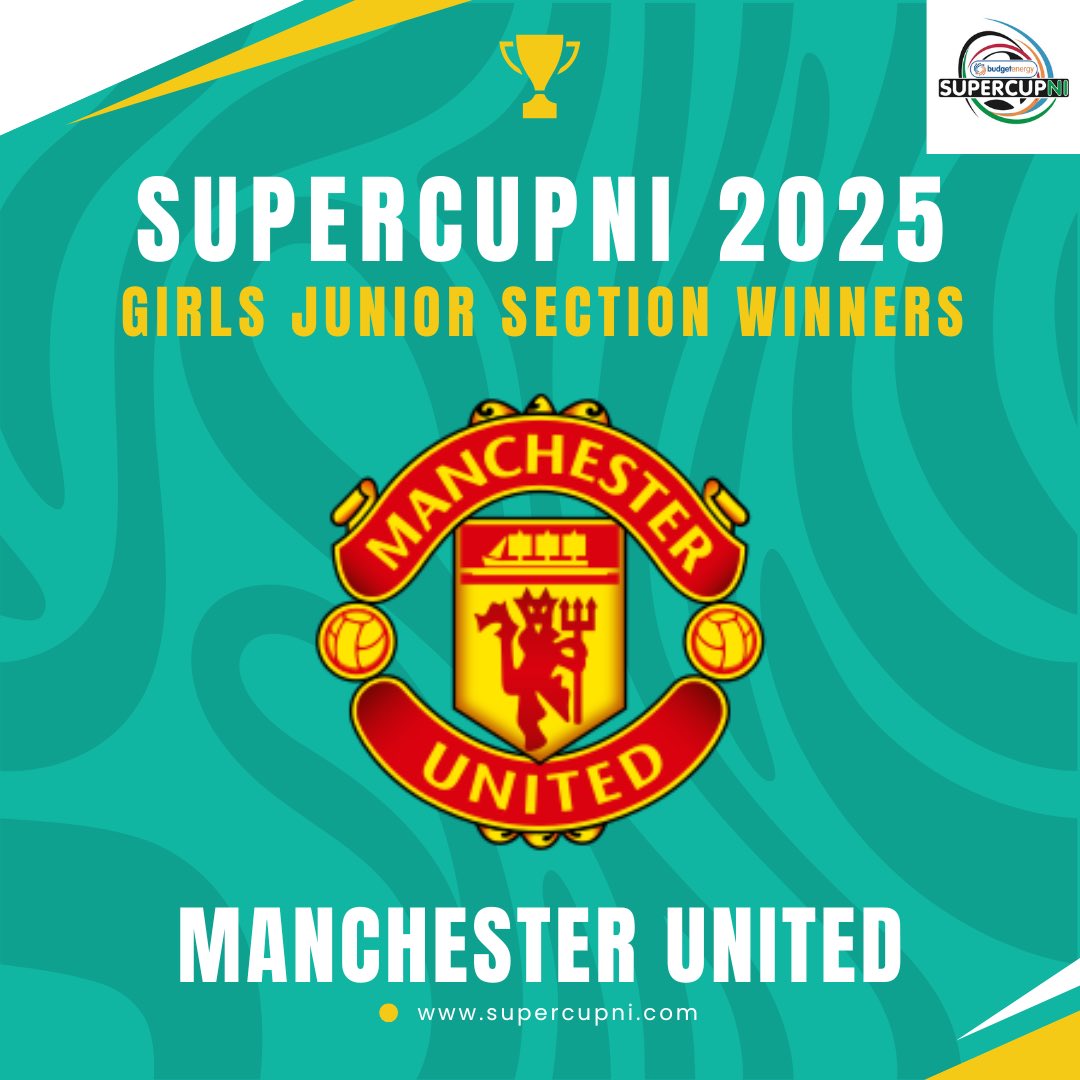 🏆 𝗦𝗨𝗣𝗘𝗥𝗖𝗨𝗣𝗡𝗜 𝗚𝗜𝗥𝗟𝗦 𝗝𝗨𝗡𝗜𝗢𝗥 𝗖𝗛𝗔𝗠𝗣𝗜𝗢𝗡𝗦 🏆

Manchester United are Champions of the Budget Energy #SuperCupNI 2025 Girls’ Tournament 🙌🏻 #mufc