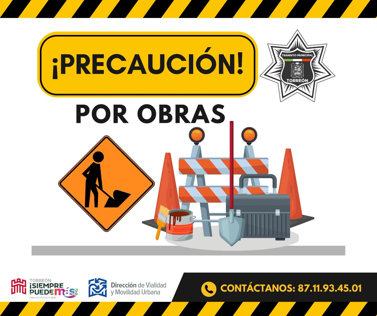 #TomePrecauciones ⚠️
Agentes de Vialidad 👮🏻‍♀️👮🏻 abanderan trabajos 🚧 de construcción, en calzada Cuauhtémoc y bulevar Diagonal Reforma. Modere su velocidad ⛔ y atienda las indicaciones de los oficiales.

#TorreónSiemprePuedeMás👊🏻
#VialidadTorreón 🚓
#SeguridadVial 🛡️