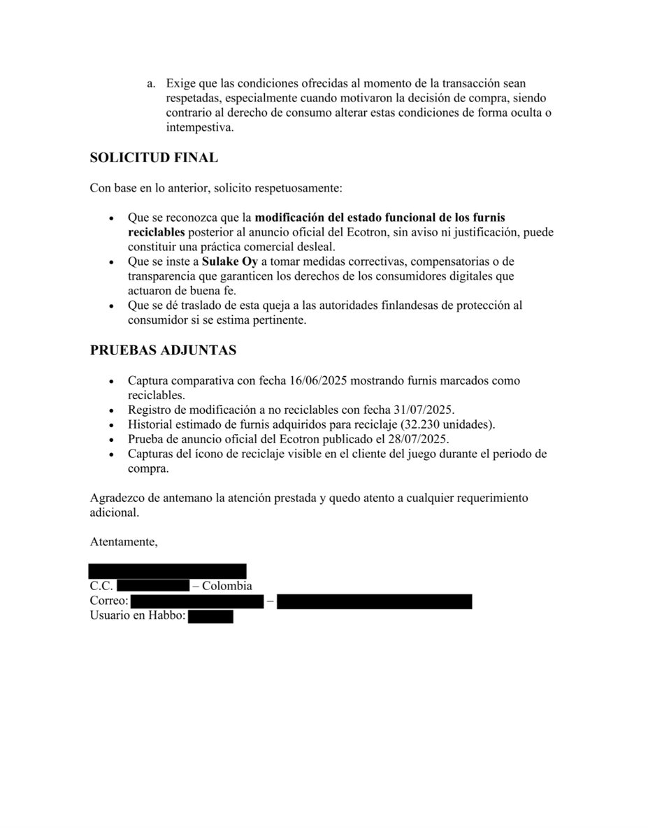 <a href="/ESHabbo/">Habbo ES/MX</a> 

Ya hice el denuncio ante entidades de control (adjunto ejemplo). Lo que está haciendo Habbo vulnera leyes de protección al consumidor en la UE. Los cambios debieron hacerse antes de agregar los íconos de reciclaje y del anuncio oficial del Ecotron el 28 de julio.
