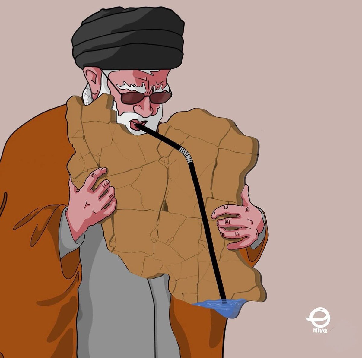 مثل زالو چسبیدن به ایران و دارن تا آخرین قطره حیات این سرزمین رو با وقاحت می‌مکن! 
ایران را ویران کردند، ایران زیبایمان را😡
طراح: هیوا