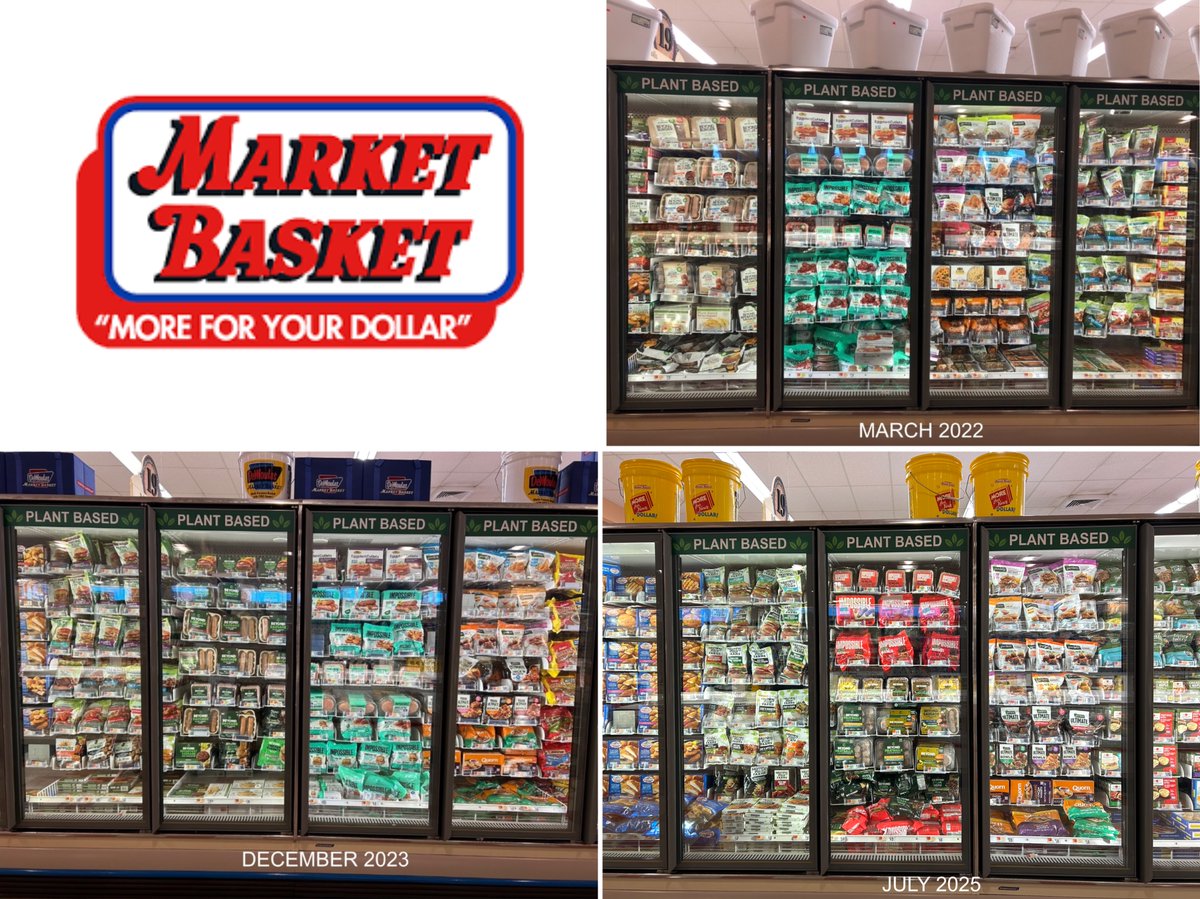 The Markets (Baskets) don’t lie 
Three years, same freezer aisle — shrinking shelf space for plant-based foods

📈Stalwarts <a href="/MorningStrFarms/">MorningStar Farms</a> &amp; <a href="/gardein/">Gardein. Meatless FTW. 🌱💪</a> hold their strong presence, while <a href="/ImpossibleFoods/">Impossible Foods</a> &amp; <a href="/BeyondMeat/">Beyond Meat</a> take up a smaller footprint 📉

Was it hype, Covid-fueled