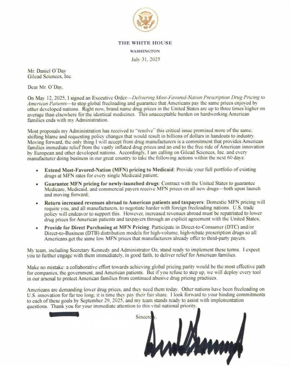 BREAKING $DJT $XBI NEWS ALERT ‼️ 

Right now, brand name drug prices in the United States are up to three times higher on average than elsewhere for the identical medicines. This unacceptable burden on hardworking American families ends with my Administration.