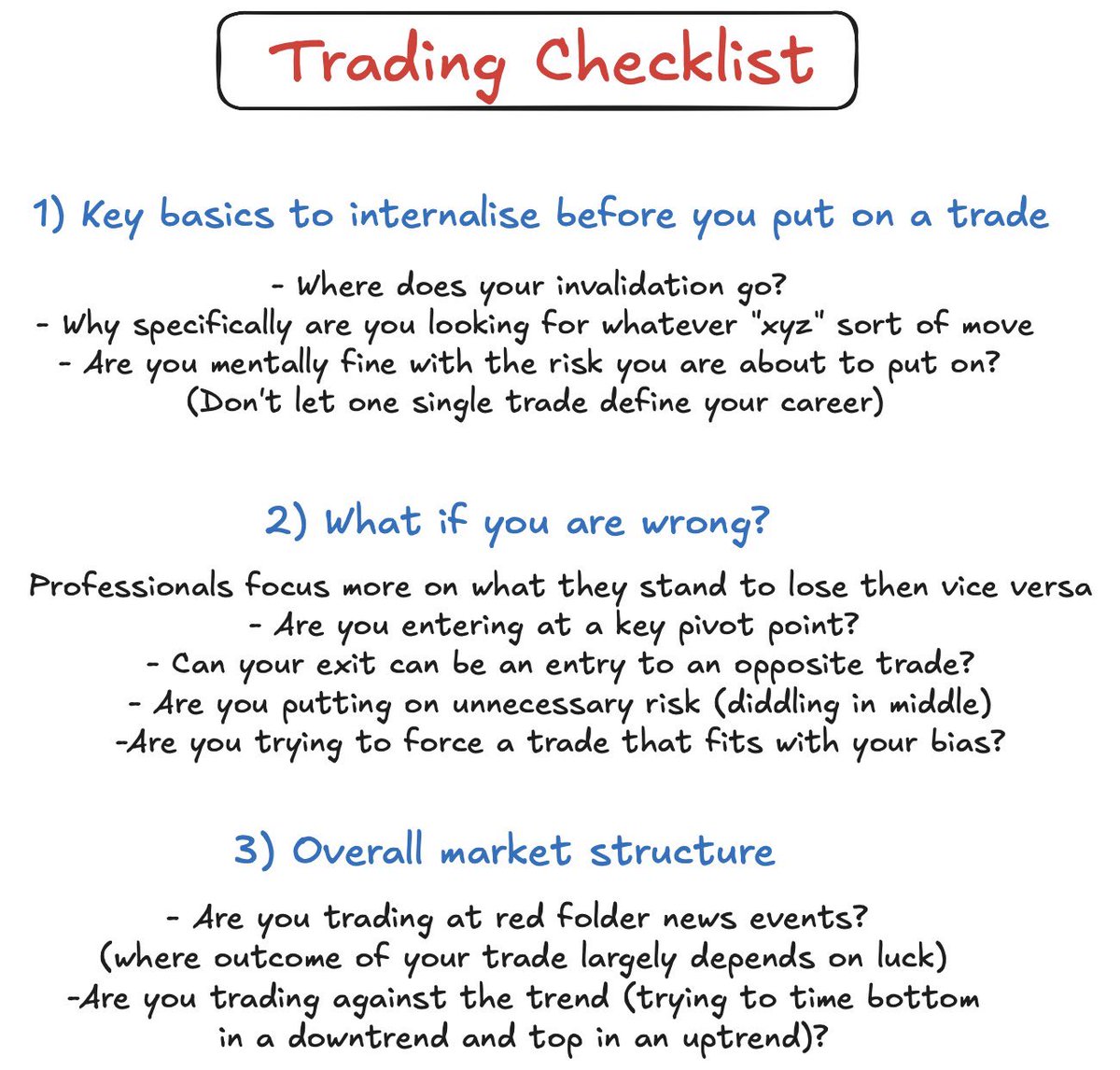 Trading Checklist for new traders. I 100% believe the market will at least  slow down a bit over the next couple of months. In that time, put your  entire focus on improving