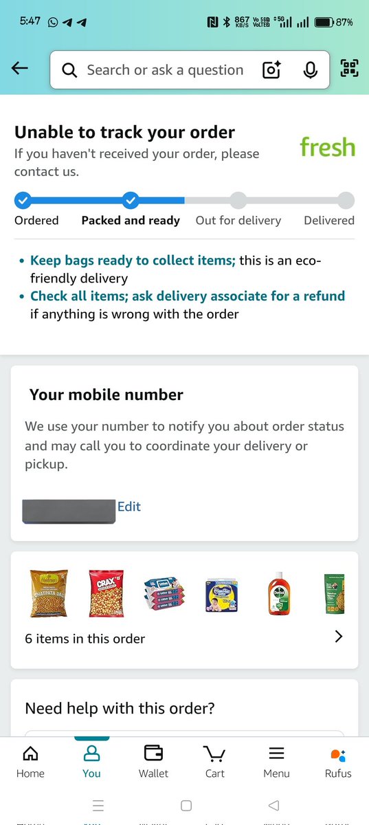Whats going on here expecting delivery today but order sudden got missing ,i ordered 1st time with amazon fresh worst experience <a href="/amazonIN/">Amazon India</a> <a href="/AmazonFresh/">Amazon Fresh</a>