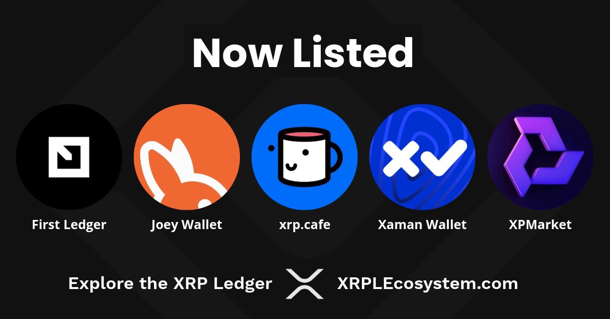 XRPLEco's tweet photo. The XRPL Ecosystem is LIVE 🟢 and we're excited to showcase our initial listings! 🚀

👏 Welcome @First_Ledger, @JoeyWallet, @xrpcafe, @XamanWallet, and @xpmarket to our ecosystem directly

🤔 What's next? We need the XRP Community's help: tag your favorite $XRP project, NFT, meme coin, etc. so that we can get them listed in the directory!

👉 Our goal with building this directory is to become a comprehensive and user-friendly hub for new and existing XRP community members to learn about the amazing projects being built on both the native XRP Ledger as well as the newly launched EVM sidechain