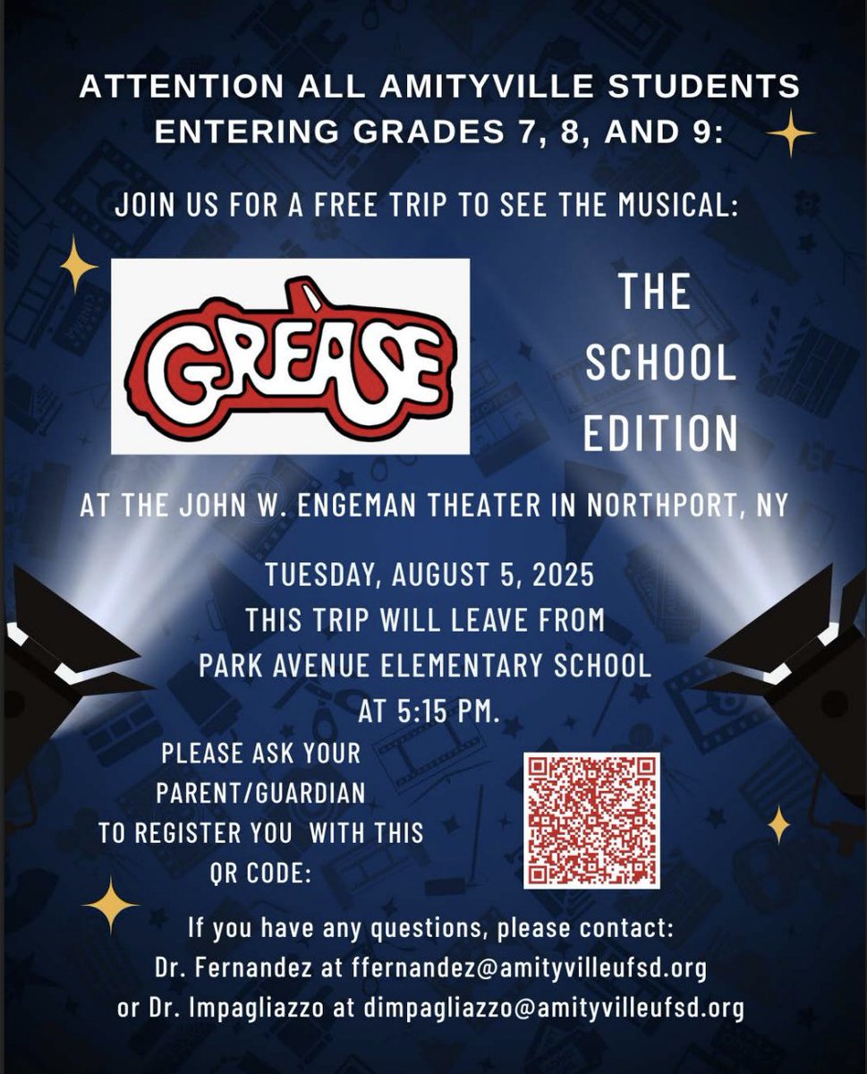 Students in grades 7-9 can sign up for a free trip to see the musical, "Grease."