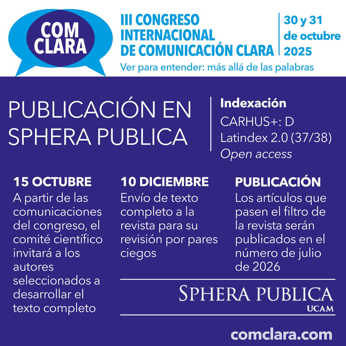 6/8 🧵 
Publicación en revista <a href="/SpheraPublica/">Sphera Publica</a> 
CARHUS+: D
Latindex 2.0 (37/38)
Open access

Envío de textos completos hasta el 10 de diciembre 

revistes.uab.cat/grafica/index

comclara.com

👇