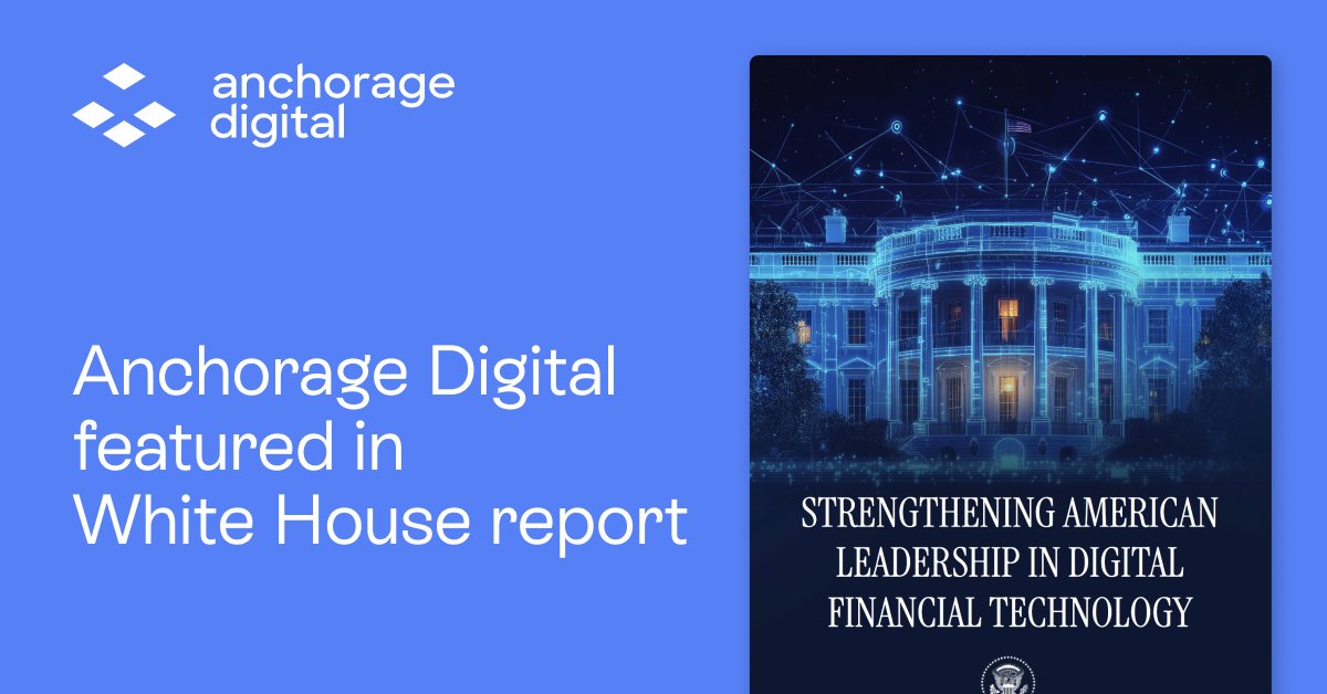 Anchorage Digital ⚓ (@anchorage) on Twitter photo Anchorage Digital is proud not only to be recognized in the latest <a href="/WhiteHouse/">The White House</a> report on digital assets, but to be actively shaping the future of U.S. financial leadership through secure, regulated custody and wallet infrastructure. Anchorage Digital is proud not only to be recognized in the latest <a href="/WhiteHouse/">The White House</a> report on digital assets, but to be actively shaping the future of U.S. financial leadership through secure, regulated custody and wallet infrastructure.