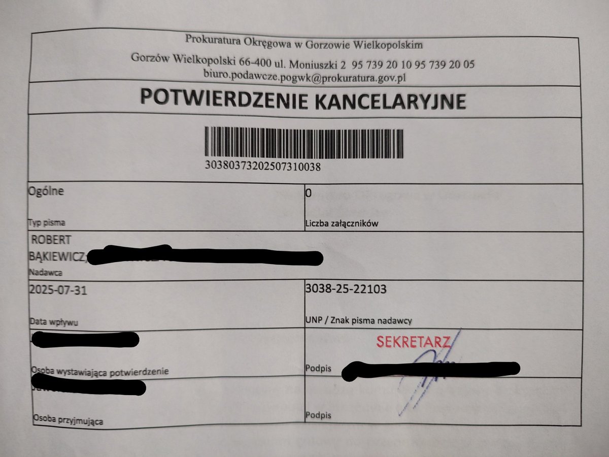 Jestem niewinny. Nie znieważyłem żadnego funkcjonariusza podczas pełnienia przez niego obowiązków służbowych.

Przez ostatnie dwa dni przebywałem w Gorzowie i pozostawałem do dyspozycji prokuratury.

Złożyłem również oficjalne pismo, w którym zapewniłem o mojej permanentnej