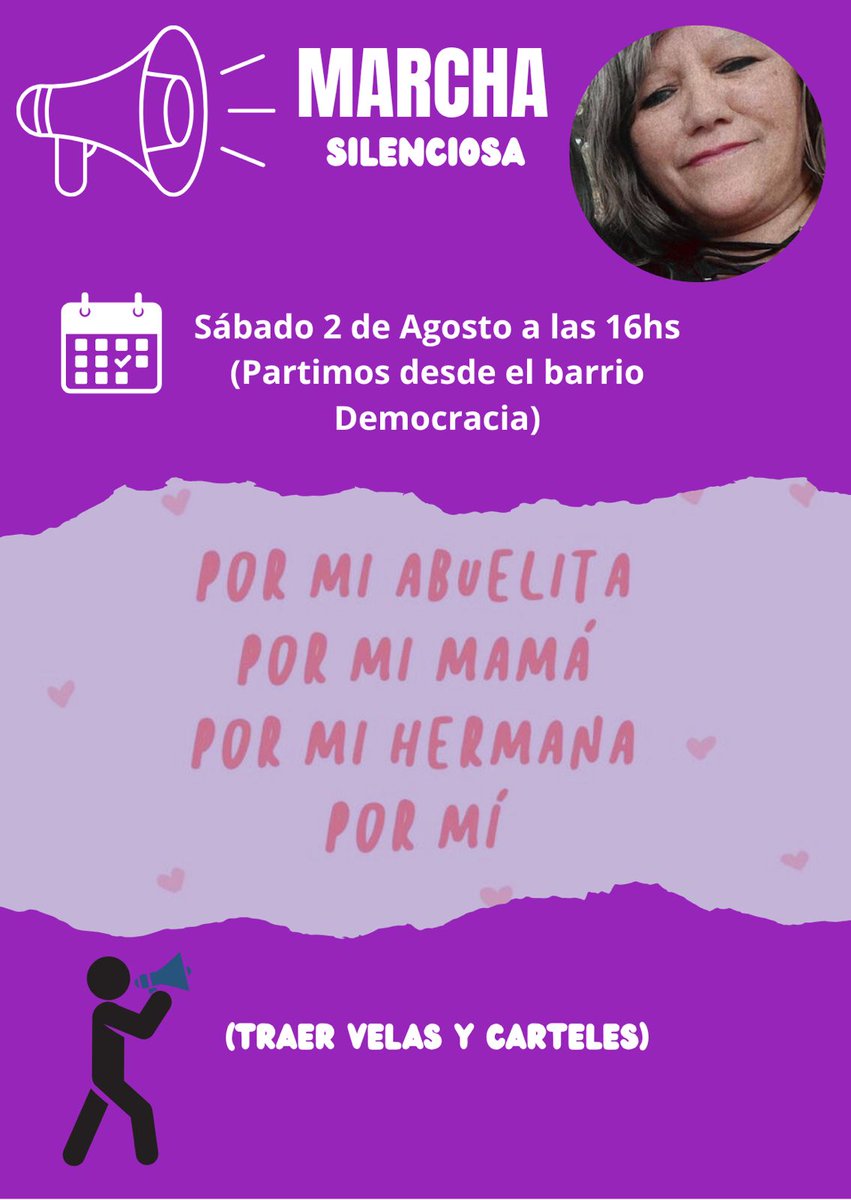 Desde Ni Una Menos Mendoza adherimos a la convocatoria de familiares y amigos de Flora Moyano a caminar por su barrio en reclamo de justicia. 

Invitamos a la comunidad mendocina a acompañar a su familia con velas y carteles el día sábado 02/08 a las 16hs en el Barrio Democracia