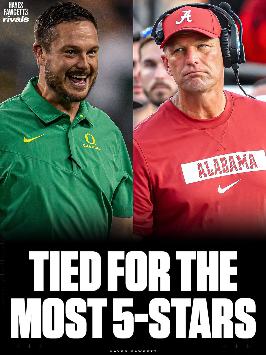 Oregon and Alabama are now TIED for the most 5-Star Recruits committed with 4 Each 👀

Five-Star EDGE Anthony “Tank” Jones just committed to the Ducks over the Crimson Tide, evening up the count

on3.com/rivals/ranking…