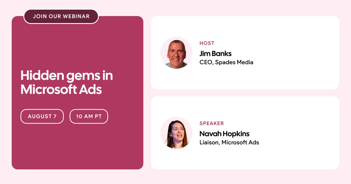 We’re talking ads. But not the kind that make you cry inside😅. Join our #DudaWebinar on August 7 &amp; see how <a href="/Microsoft/">Microsoft</a>’s doing things a little differently.🧙 bit.ly/41fSIO2

Featuring...
⭐️ <a href="/jimbanks/">Jim Banks</a>, CEO of <a href="/UKSpadesMedia/">Spades Media</a> 
⭐️ Navah Hopkins, Liason of Microsoft Ads