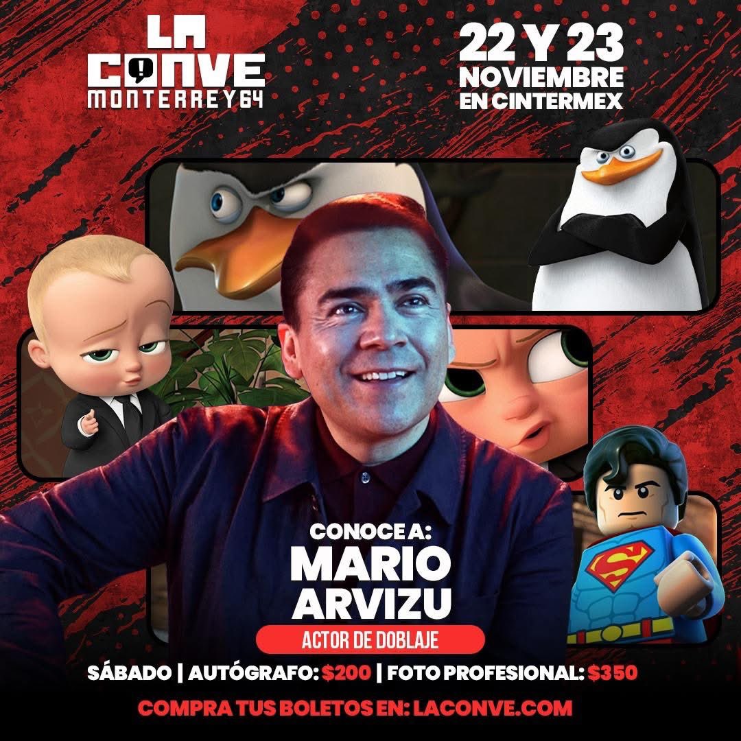 LaConve - Animex (@laconvemty) on Twitter photo ¡Empieza la cuenta regresiva para La Conve 64! 🎉 Y para arrancar con todo… ¡tenemos a nuestro primer invitado de doblaje confirmado!
🎤 Mario Arvizu estará presente en La Conve 64 ( <a href="/MarioArvizu/">Mario Arvizu</a> )
#LaConve64 #RumboALaConve #TodosSomosFans #DoblajeMexicano #MarioArvizu ¡Empieza la cuenta regresiva para La Conve 64! 🎉 Y para arrancar con todo… ¡tenemos a nuestro primer invitado de doblaje confirmado!
🎤 Mario Arvizu estará presente en La Conve 64 ( <a href="/MarioArvizu/">Mario Arvizu</a> )
#LaConve64 #RumboALaConve #TodosSomosFans #DoblajeMexicano #MarioArvizu