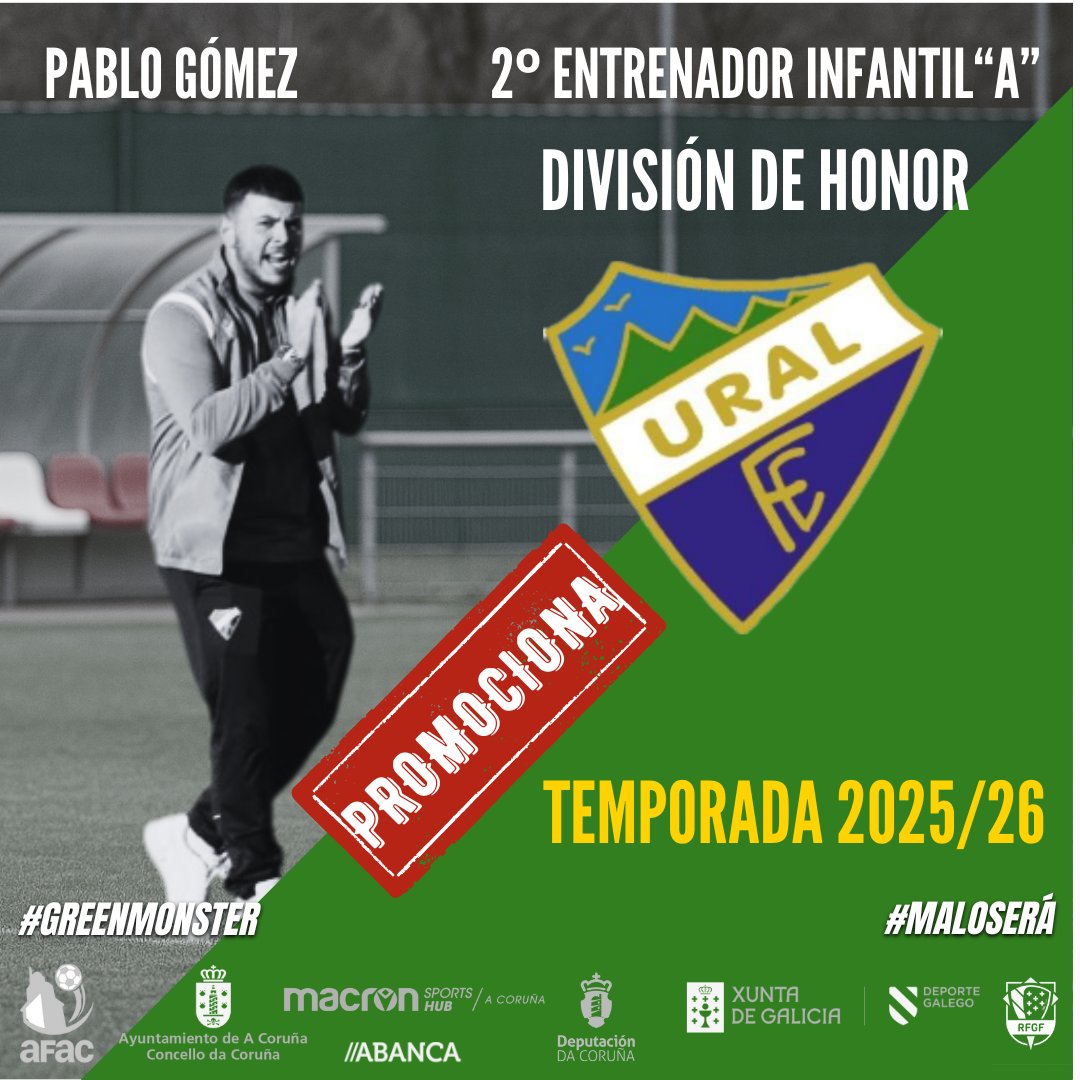 Ural-Español c.f. (@uralespanol) on Twitter photo Yordi de la Campa junto con Javi Fraga y Pablo Gómez se harán cargo del Infantil A en su vuelta a División de Honor 
Mucha suerte 🍀🍀!!
#greenmonster #somosverdes💚 #maloserá Yordi de la Campa junto con Javi Fraga y Pablo Gómez se harán cargo del Infantil A en su vuelta a División de Honor 
Mucha suerte 🍀🍀!!
#greenmonster #somosverdes💚 #maloserá