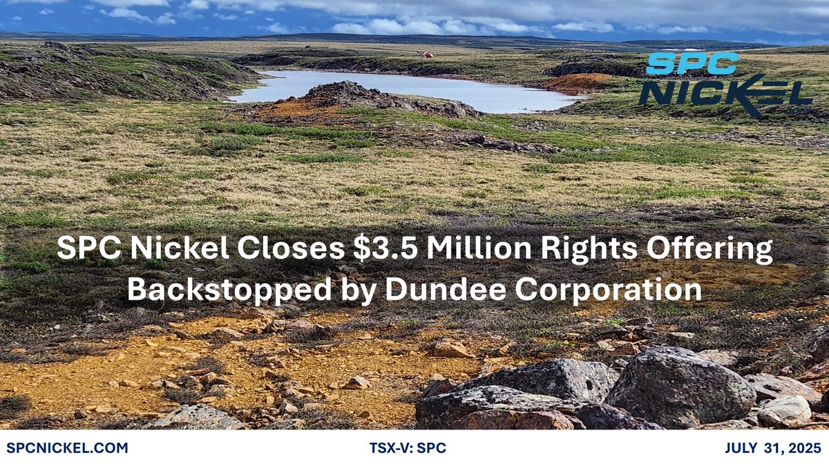 SPC Nickel Corp (@corpspc) on Twitter photo 📣 $SPC.V and <a href="/DundeeCorp/">Dundee Corporation</a> are pleased to announce the closing of SPC’s previously announced rights offering! Stay tuned for news on progress at our vast Muskox Project in #Nunavut and promising LKE Resource in #Sudbury!
Details here👇
spcnickel.com/site/assets/fi…
#copper #nickel 📣 $SPC.V and <a href="/DundeeCorp/">Dundee Corporation</a> are pleased to announce the closing of SPC’s previously announced rights offering! Stay tuned for news on progress at our vast Muskox Project in #Nunavut and promising LKE Resource in #Sudbury!
Details here👇
spcnickel.com/site/assets/fi…
#copper #nickel