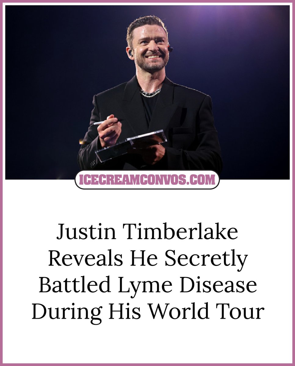 Justin Timberlake revealed he was quietly battling Lyme disease while delivering more than a year’s worth of high-energy performances across the globe. 📝🙏🏾🖤🍦 wp.me/pfXyHC-1i9W

#JustinTimberlake #LymeDisease #ForgetTomorrowWorldTour #IceCreamConvos