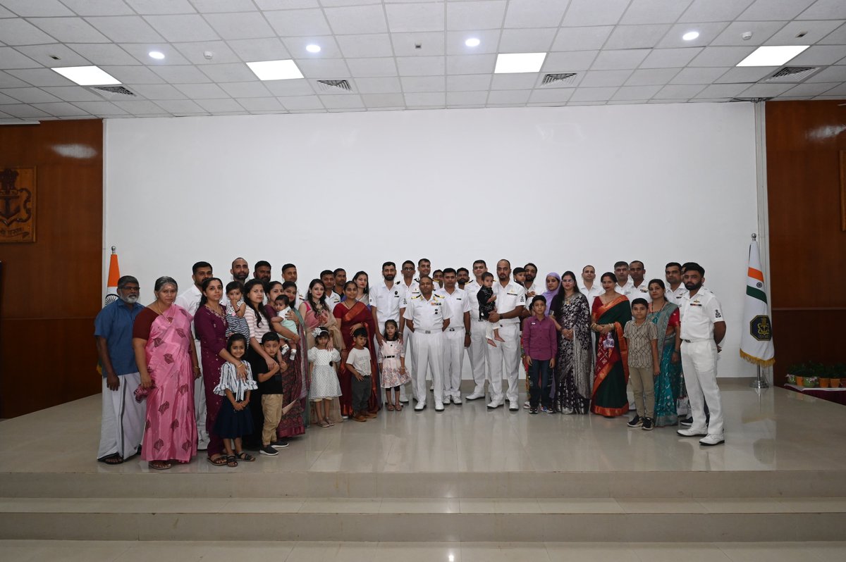 IN_NavalAcademy's tweet photo. The Indian Navy 'Aabhar Ceremony' was conducted at Station Ezhimala for Units #INS Zamorin #INA #INHS Navjivani
to honour retiring sailors who completed 15 years of selfless service and embarked on a new journey.  Expressing gratitude for their dedication, sacrifice and selfless service to the nation in the presence of their families,  the retiring sailors were urged to continue contributing to #nationbuilding and spread #Indian Navy's core values of #Duty, #Honour and #Courage in the civilian world.