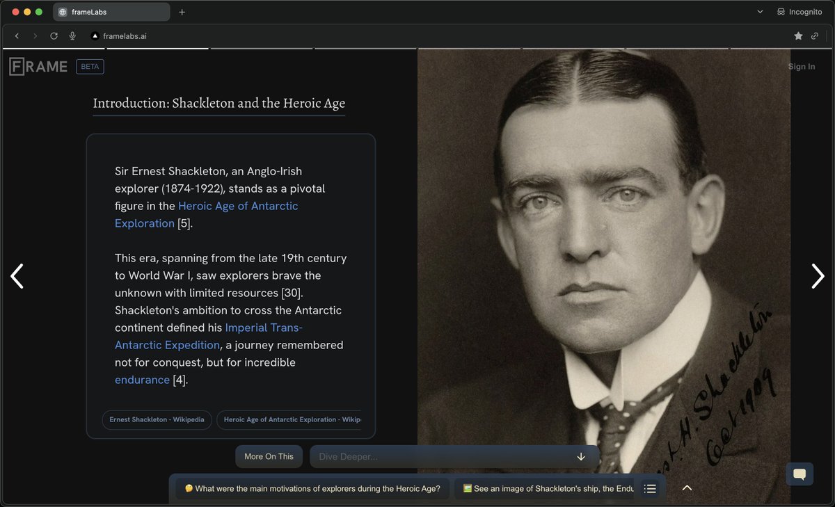 beneliasmoe's tweet image. I'm really excited to share what we've been working on since last summer: Frame Labs, a learning tool that generates visual, interactive articles on any topic you want to learn about. 

framelabs.ai

Here’s an example below of what the output looks like when you ask it…